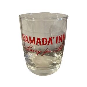 Vintage Cocktail Glass Ramada Inn "Luxury for Less" 8 oz Measured Old Fashioned